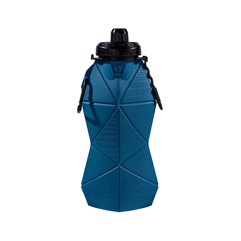 V888-ELOSUNG32319-202506111532-00 Blue and Black Cup Lid Ultimate Foldable Silicone Water Bottle - Lightweight Leakproof Travel & Sports Hydration - 700ml - Image 1