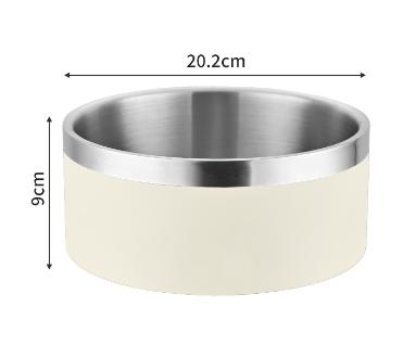 V888-ELOSUNG32357-202506111511-00 Beige and Silver Premium 304 Stainless Steel Pet Bowl (64oz) - Non-Slip, Anti-Tip Food & Water Dish for Dogs & Cats - Durable & Easy Clean - Image 1
