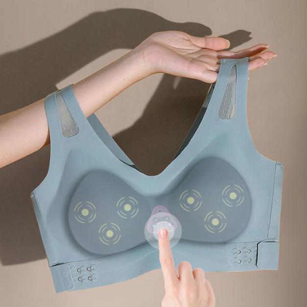 V888-ELOSUNG32383-202506190645-00 Size XL Blue Wireless Electric Breast Massager Bra - 5 Modes Vibration & 3 Heat Levels for Lifting Comfort & Wellness - Image 1