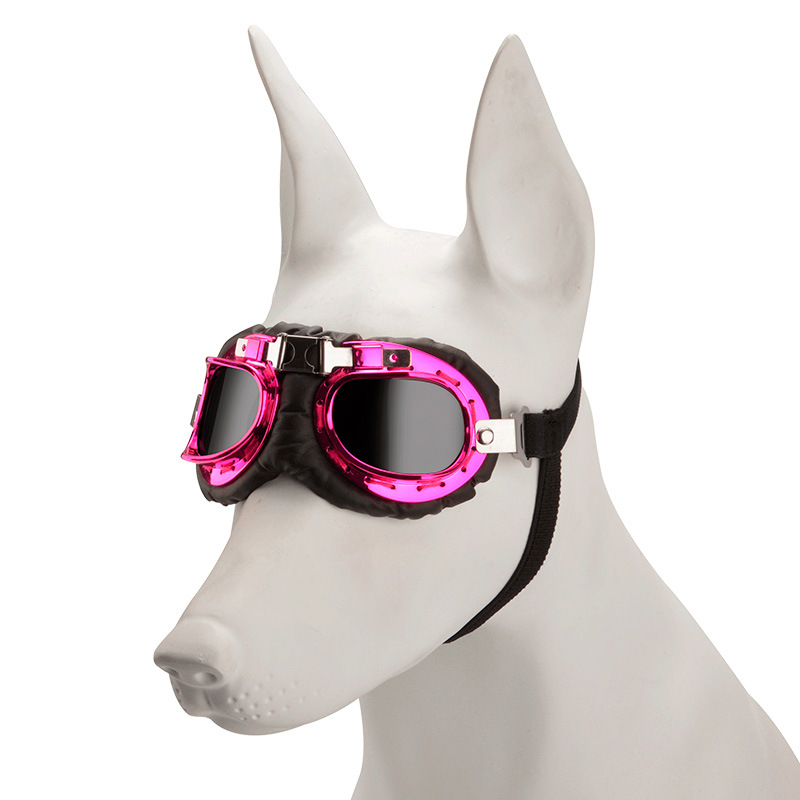 V888-ELOSUNG32390-202506190612-00 Pink Frame Black Film Retro Pet Goggles - UV Protection Sunglasses for Small Medium Dogs & Cats, Windproof Shatterproof Eye Protection - Image 1