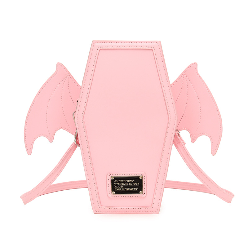 V888-ELOSUNG32439-202506191045-00 Pink Gothic Coffin Bat Wing Convertible Crossbody Bag - Punk PU Leather Shoulder Purse & Mini Backpack - Image 1