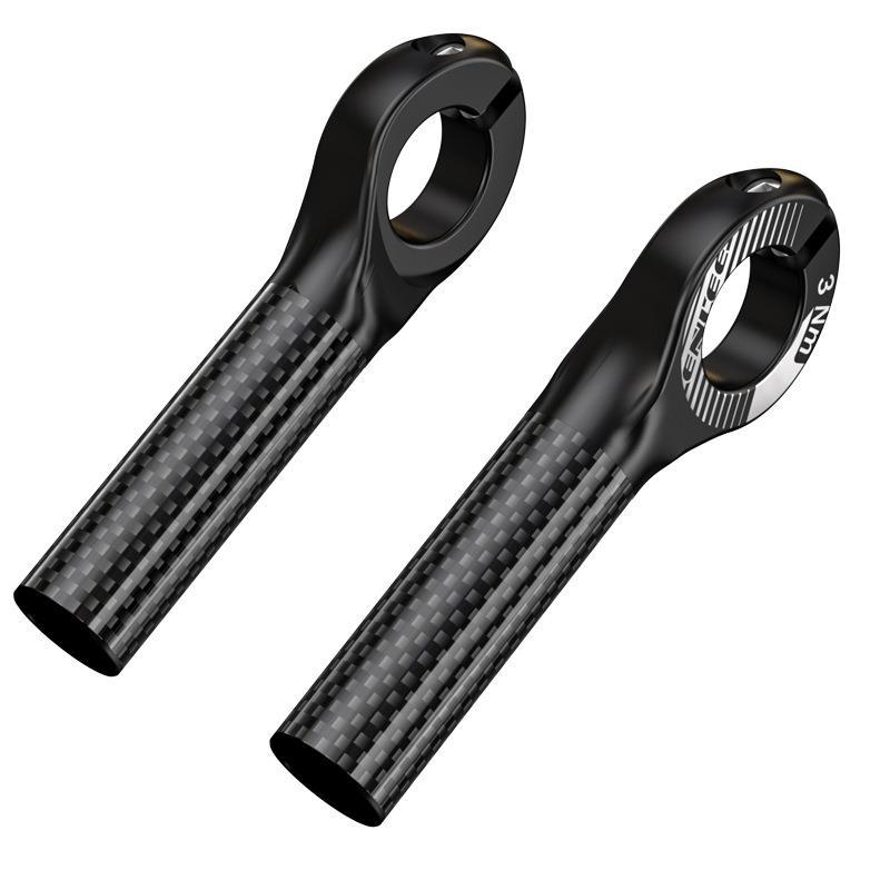 V888-ELOSUNG32481-202506191209-00 Black Ultralight Carbon Fiber Bicycle Bar Ends - Ergonomic Anti-Slip Grips for MTB & Hybrid Bikes (22.2mm) - Image 1