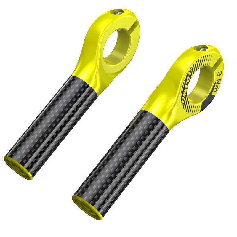 V888-ELOSUNG32483-202506191215-00 Black and Fluorescent Yellow Ultralight Carbon Fiber Bicycle Bar Ends - Ergonomic Anti-Slip Grips for MTB & Hybrid Bikes (22.2mm) - Image 1