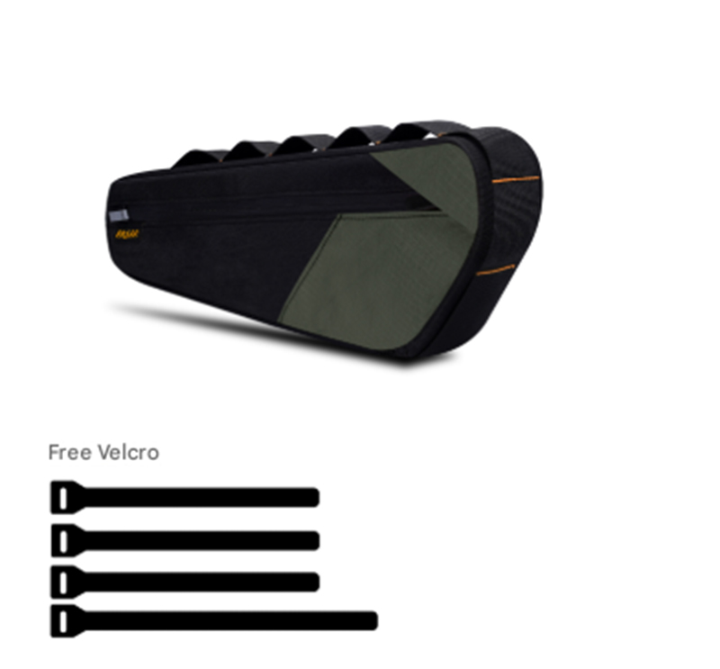 V888-ELOSUNG32491-202506191232-00 Black and Green Waterproof Bicycle Frame Bag - 2.5L Slim Top Tube Storage Pouch for Cycling Essentials - Image 1