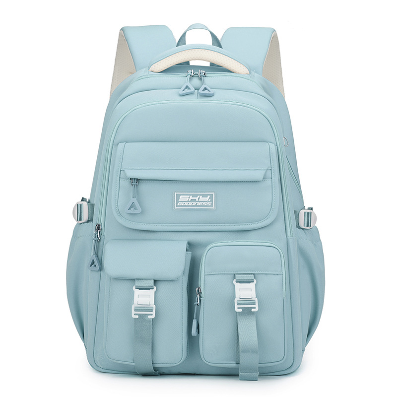 V888-ELOSUNG32499-202506191247-00 Light Blue Large Capacity Waterproof Student Backpack - Fits 15-Inch Laptop, Multi-Pocket Travel Daypack - Image 1