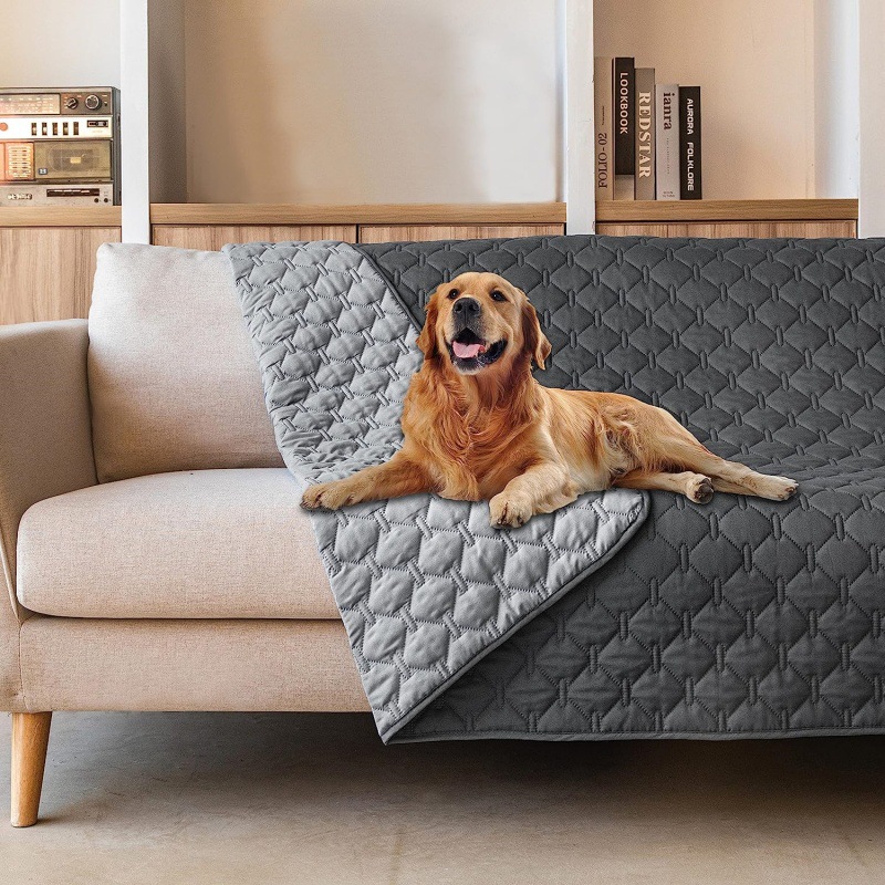 V888-ELOSUNG32691-202506301005-00 Grey 2-Sided Waterproof Pet Sofa Cover - Dog Bed Protector Blanket for Furniture, Couches & Car Seats (100x127cm, Machine Washable) - Image 1