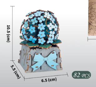 V888-ELOSUNG33048-202505261527-00 DIY 3D Wooden Pompon Flower Puzzle - 82-Piece Kids' Craft Toy - Image 1