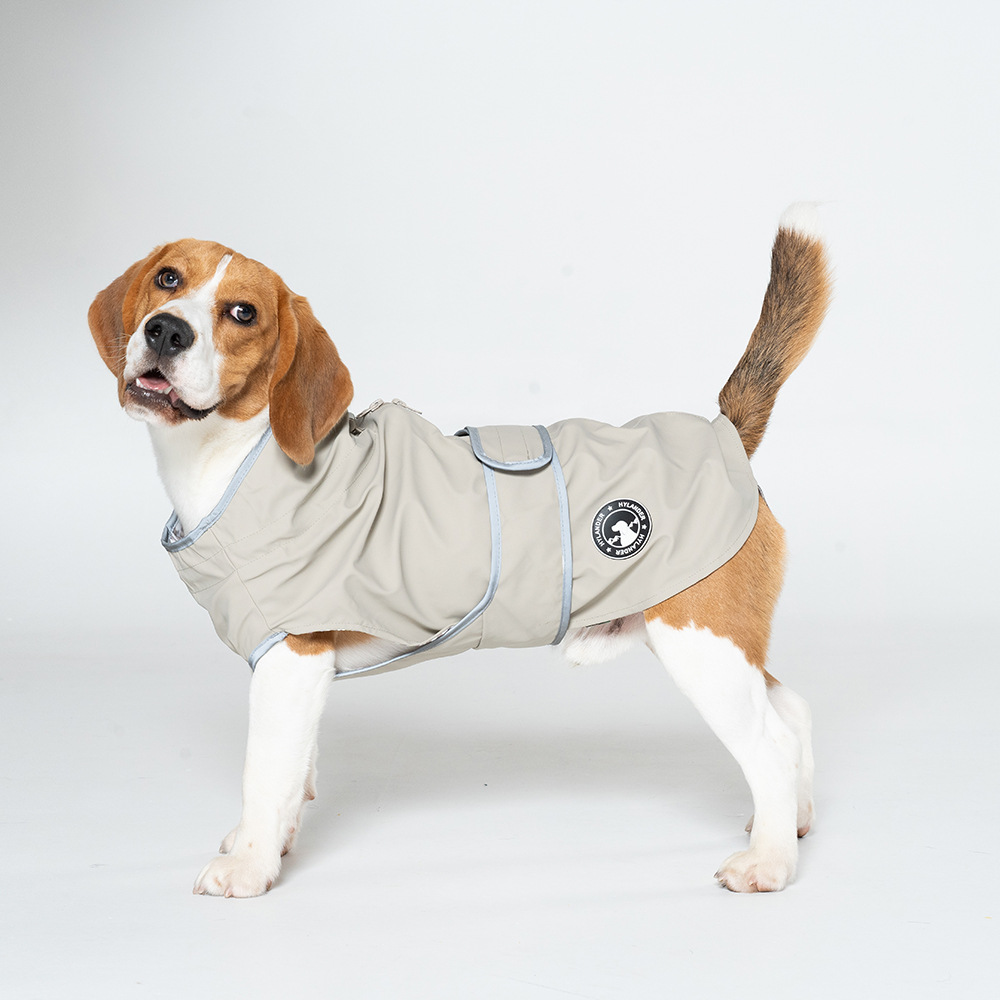 V888-ELOSUNG33057-202505261533-00 75# Grey Waterproof Reflective Dog Raincoat for Small to Large Dogs - Image 1