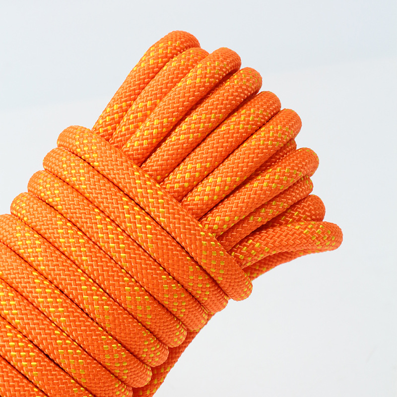 V888-ELOSUNG33165-202506101846-00 Orange 10mm Double Hook Climbing Rope Set - 20m Durable Outdoor Safety Rescue Cord - Image 1