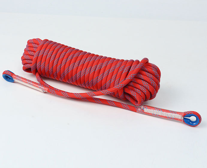 V888-ELOSUNG33167-202506101846-00 Red 10mm Double Hook Climbing Rope Set - 15m Durable Outdoor Safety Rescue Cord - Image 1