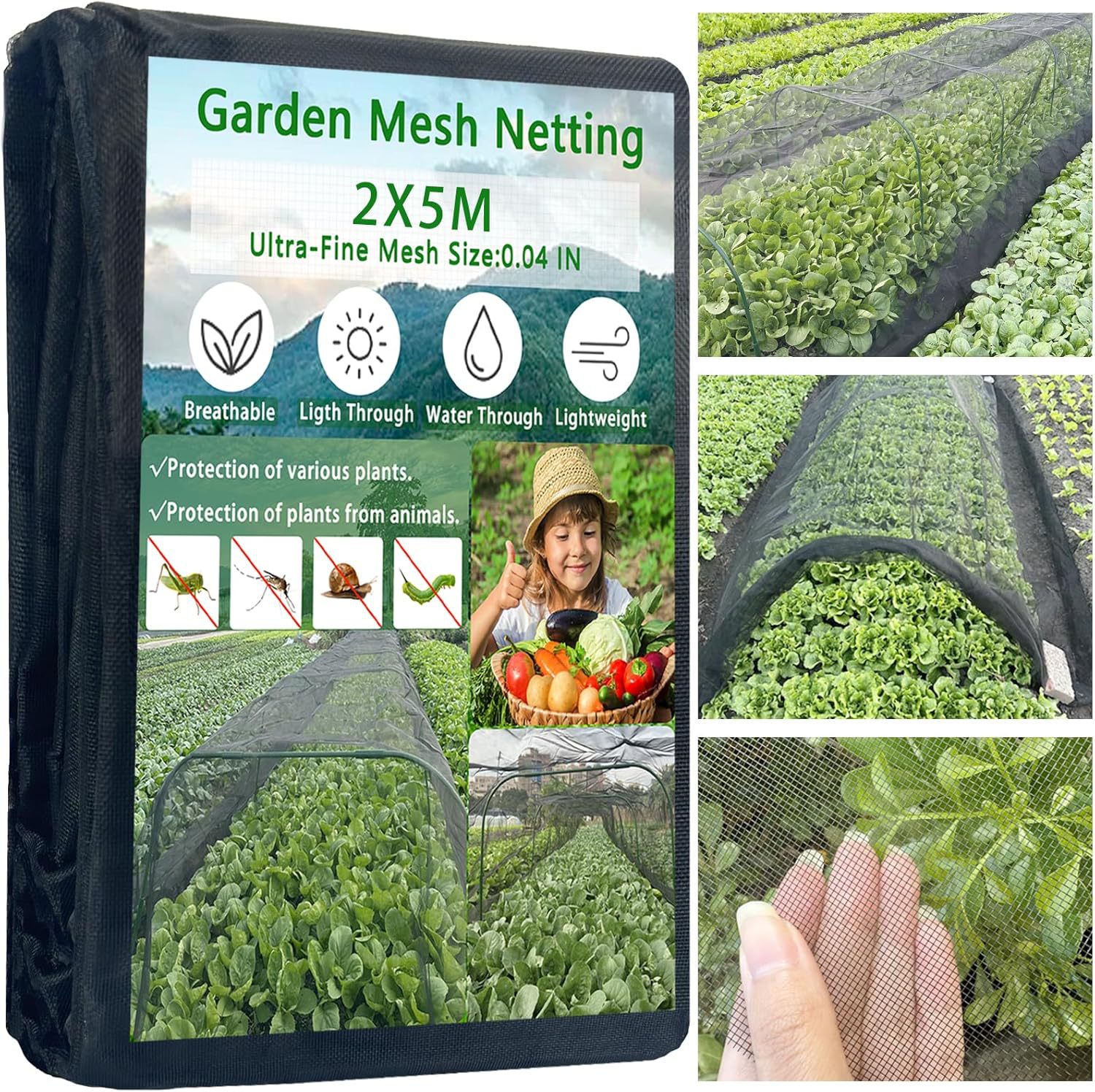 V888-ELOSUNG33254-202506101841-00 Premium Thickened Black Insect & Bird Protection Net - 2x5m for Gardens & Greenhouses - Image 1