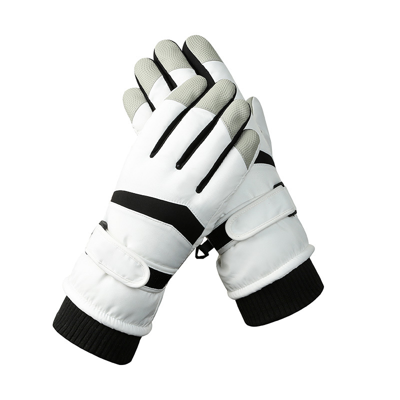 V888-ELOSUNG33274-202506111507-00 Men's White Color Combination Top-Rated Waterproof Touchscreen Ski Gloves - Fleece-Lined for Men & Women - Image 1