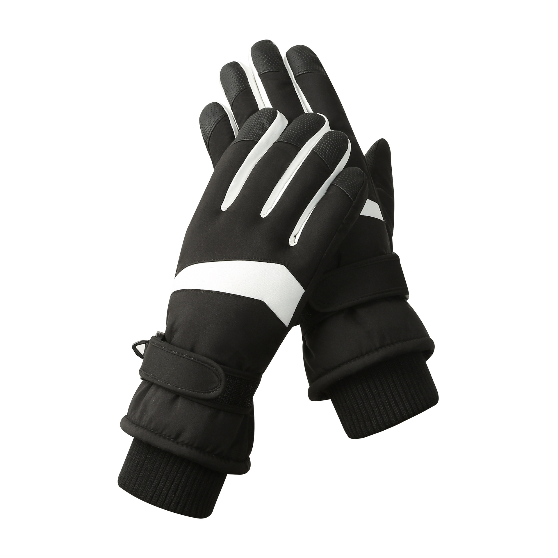 V888-ELOSUNG33275-202506111507-00 Women's Black-white Color Combination Top-Rated Waterproof Touchscreen Ski Gloves - Fleece-Lined for Men & Women - Image 1