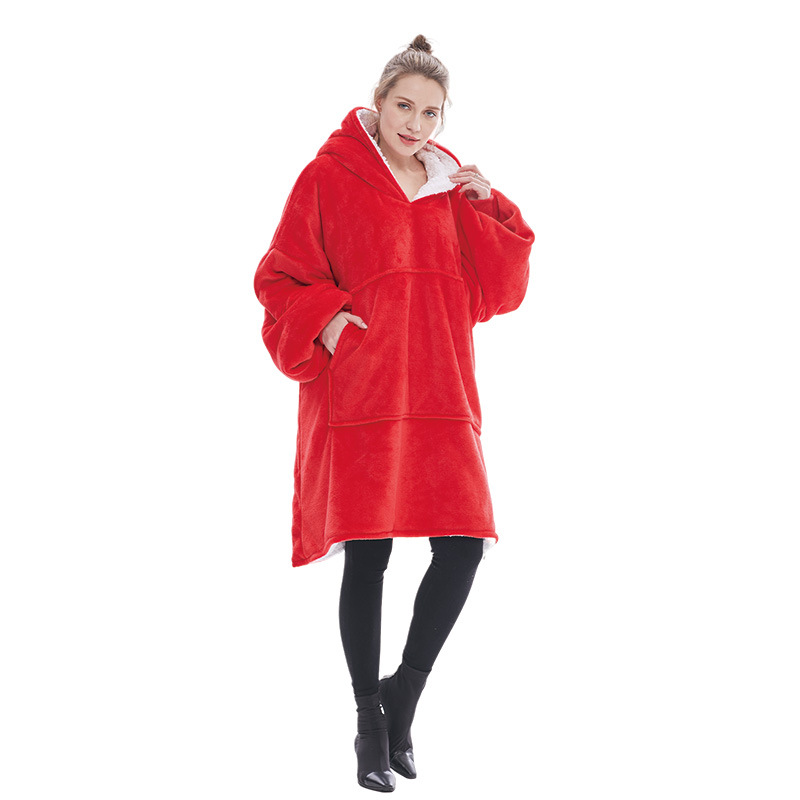 V888-ELOSUNG33401-202506191037-00 Red Oversized Wearable Blanket Hoodie - Ultra Soft & Cozy Snuggle Pullover for Adults - Image 1