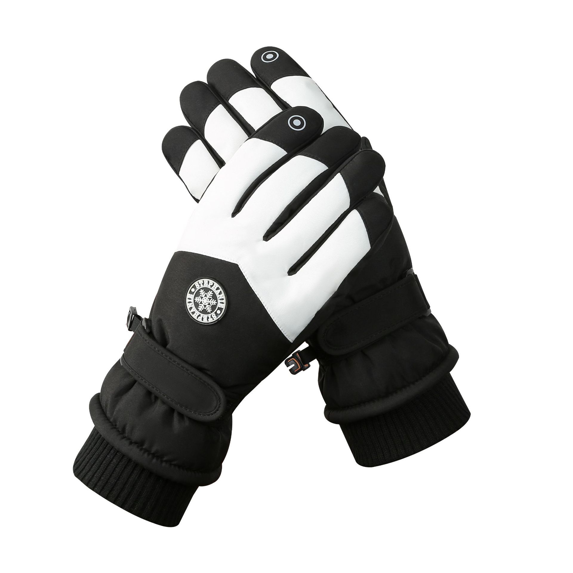 V888-ELOSUNG33433-202506241012-00 Women's Black-white Color Combination Top-Rated Waterproof Touchscreen Ski Gloves - Fleece-Lined for Men & Women - Image 1