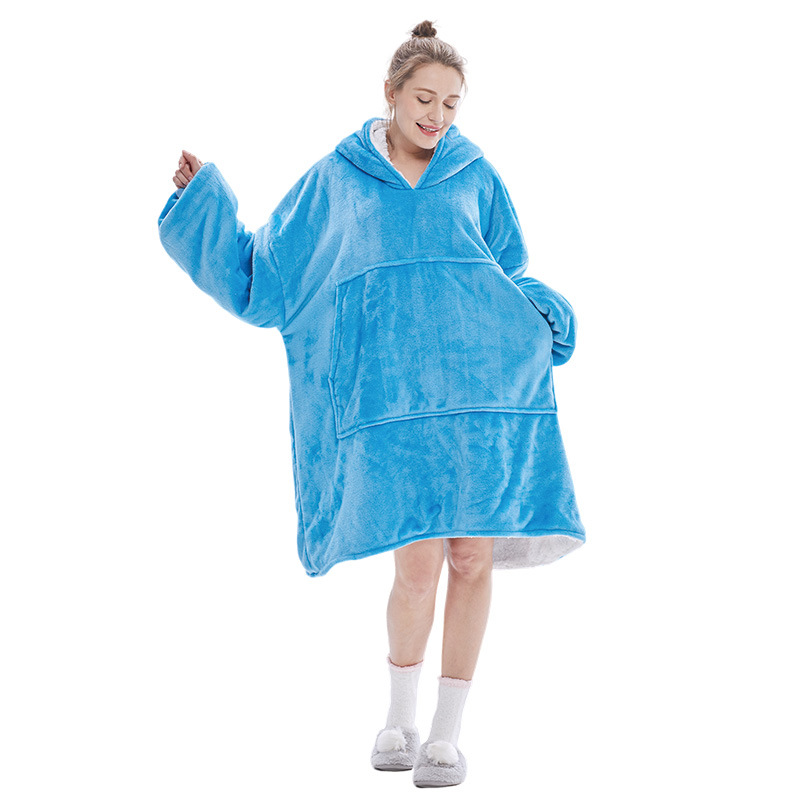 V888-ELOSUNG33442-202506241018-00 Blue Oversized Wearable Blanket Hoodie - Ultra Soft & Cozy Snuggle Pullover for Adults - Image 1