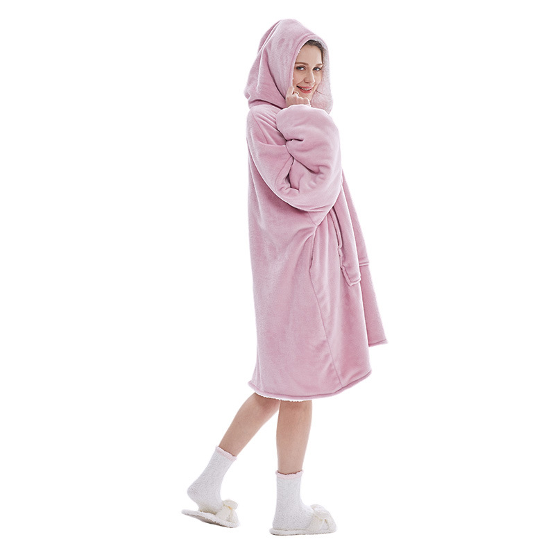 V888-ELOSUNG33506-202506251016-00 Dark Pink Oversized Wearable Blanket Hoodie - Ultra Soft & Cozy Snuggle Pullover for Adults - Image 1