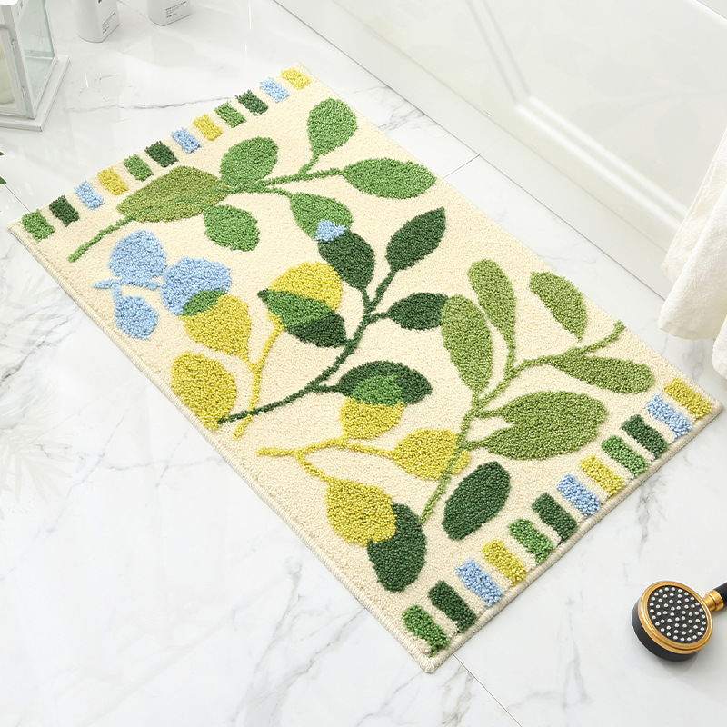 V888-ELOSUNG33535-202506301035-00 Leaves Jacquard Bathroom Mat - Super Absorbent Non-Slip Rug (40x60cm), Toilet Floor Mat for Bathroom/Bedroom/Entryway - Image 1
