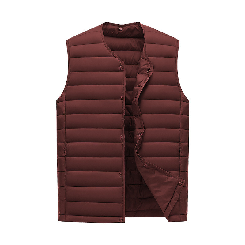 V888-ELOSUNG33583-202506301111-00 S Wine Red Men's Lightweight Quilted Puffer Vest - Ideal Sleeveless Jacket for Winter Layering - Image 1