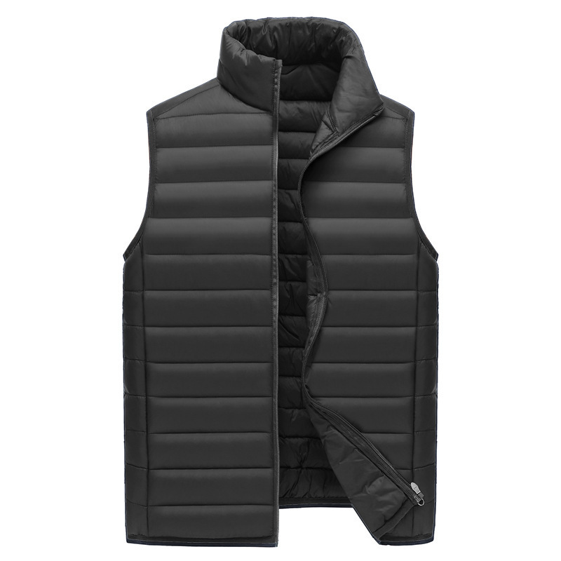 V888-ELOSUNG33603-202507021003-00 XL Black Men's Lightweight Puffer Vest - Stand Collar Quilted Sleeveless Jacket for Winter - Image 1