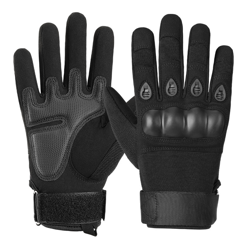 V888-ELOSUNG33609-202507021007-00 XL Black Hard Knuckle Tactical Gloves - Full-Finger Protective Gear for Motorcycle, Cycling & Outdoor Sports - Image 1