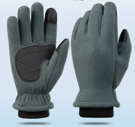 V888-ELOSUNG33664-202507021026-00 L Grey Winter Fleece Touchscreen Gloves - Warm & Water-Repellent for Cycling & Outdoor Sports - Image 1