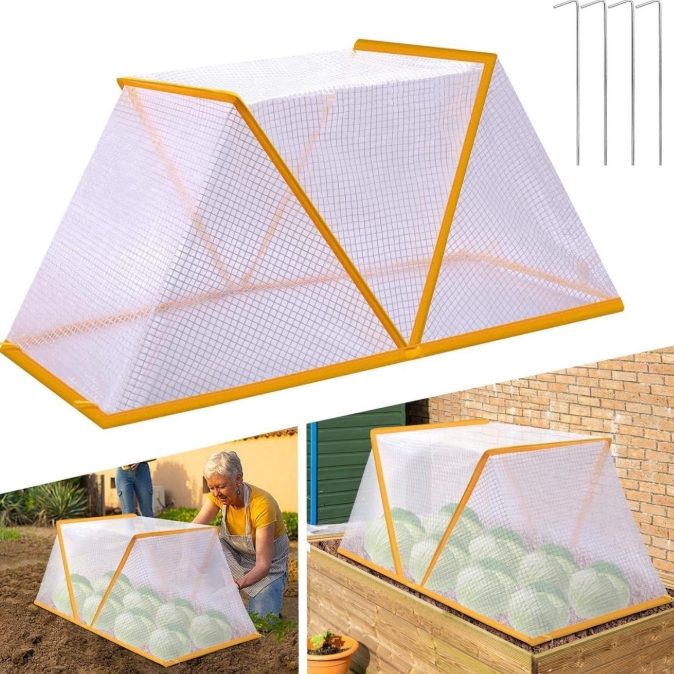V888-ELOSUNG34111-202506101105-00 3 piece White Foldable Raised Garden Bed Cover - Vegetable Plant Protector(80 x 34 x 35 cm) - Image 1