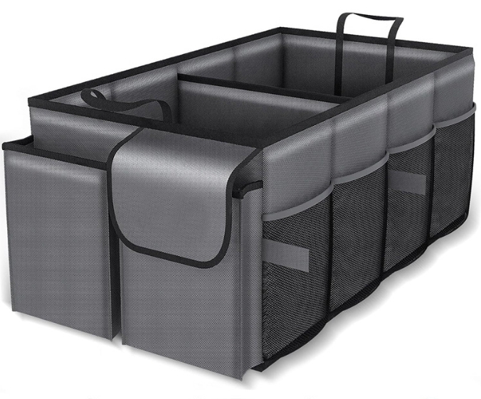 V888-ELOSUNG34118-202506101607-00 Grey Car Trunk Storage Box - Foldable Organizer - Image 1