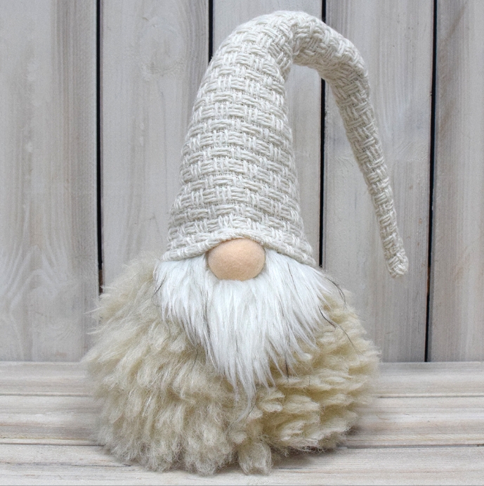 V888-ELOSUNG34138-202506101839-00 Off White Charming Handcrafted Christmas Gnome - Nordic Tomte Plush Figurine for Holiday Decor(14*14*48cm) - Image 1
