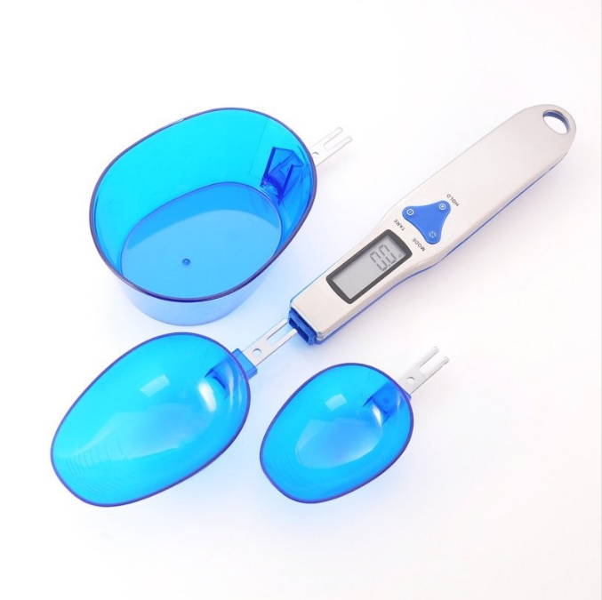 V888-ELOSUNG34204-202506191235-00 Blue High Precision Digital Spoon Scale - Electronic Measuring Scoop with 3 Heads for Kitchen & Baking(300g) - Image 1