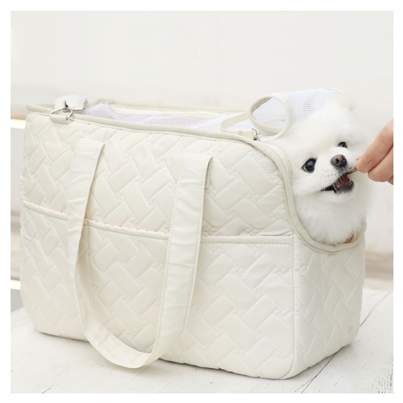 V888-ELOSUNG34279-202506250940-00 Beige Fashionable Pet Carrier Bag - Stylish Handbag for Cats and Small Dogs - Image 1