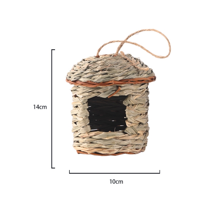 V888-ELOSUNG34293-202506301016-00 3-Piece Handcrafted Natural Grass Bird Nest - Eco-Friendly Pet Garden Decor(14*10cm) - Image 1