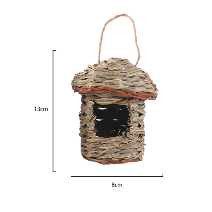 V888-ELOSUNG34294-202506301016-00 3-Piece Handcrafted Natural Grass Bird Nest - Eco-Friendly Pet Garden Decor(13*8cm) - Image 1