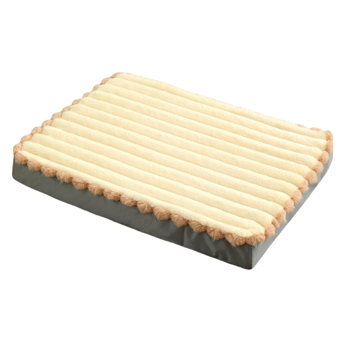 V888-ELOSUNG34306-202506301031-00 2-Piece Beige Sponge large pet bed - plush dog mat, detachable, washable, anti-slip base(50*40*8cm) - Image 1
