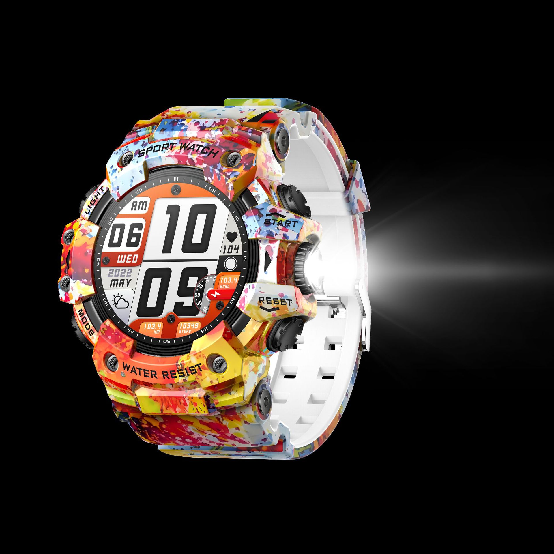 V888-ELOSUNG35067-202506191130-00 Rugged Outdoor Sport Smartwatch - HD Display, Compass, Flashlight, 100+ Sports Modes, Health Monitoring & Bluetooth Calls(Illusion pink) - Image 1