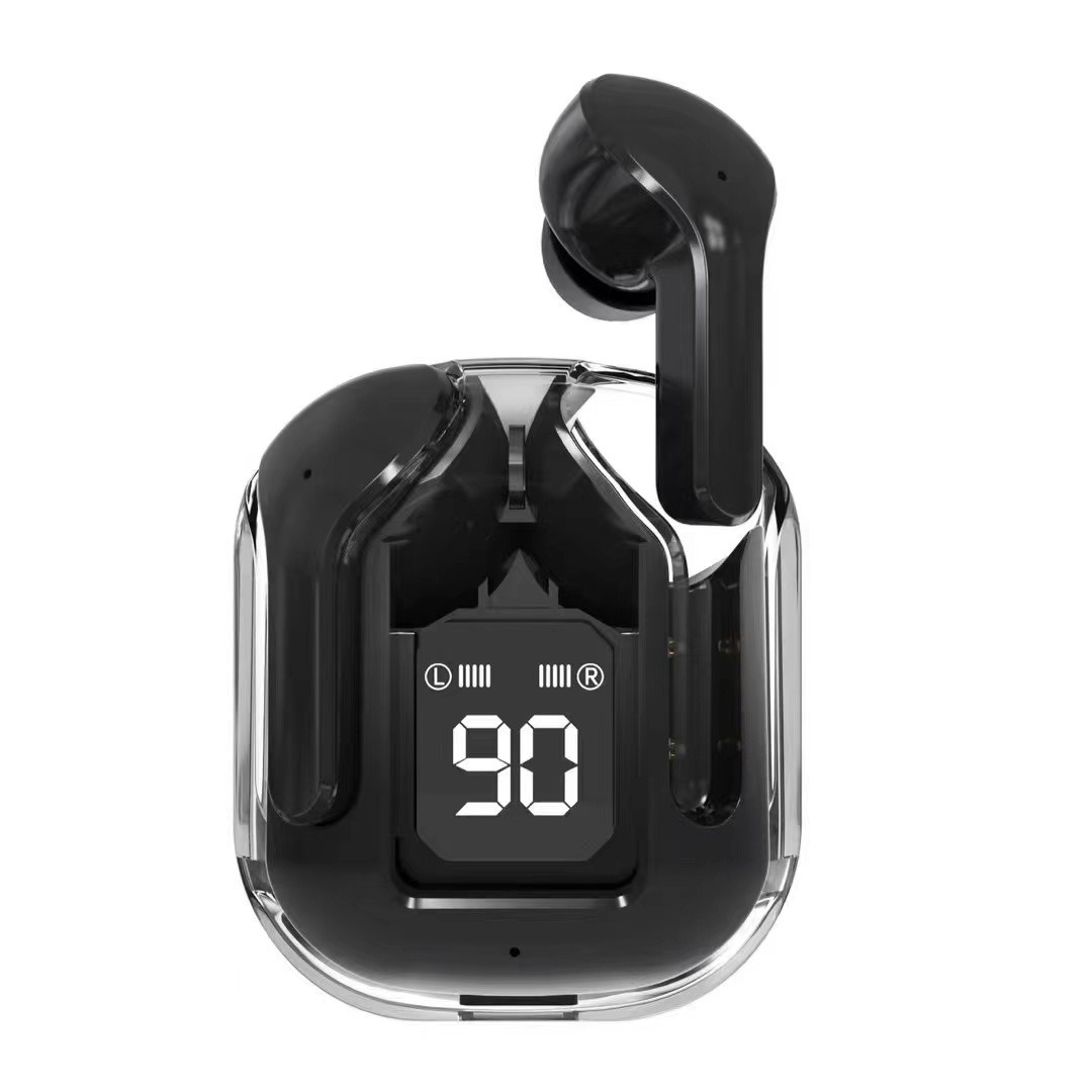 V888-ELOSUNG35140-202506241023-00 Transparent Capsule TWS Earbuds with LED Digital Display - Bluetooth 5.3, IPX4 Waterproof, Type-C Charging(black) - Image 1