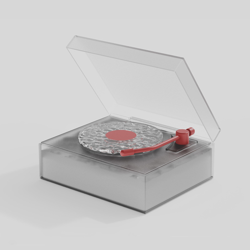 V888-ELOSUNG35201-202506241105-00 Retro Vinyl Bluetooth Speaker with Water Ripple Light Projection & 360 Surround Sound(grey) - Image 1