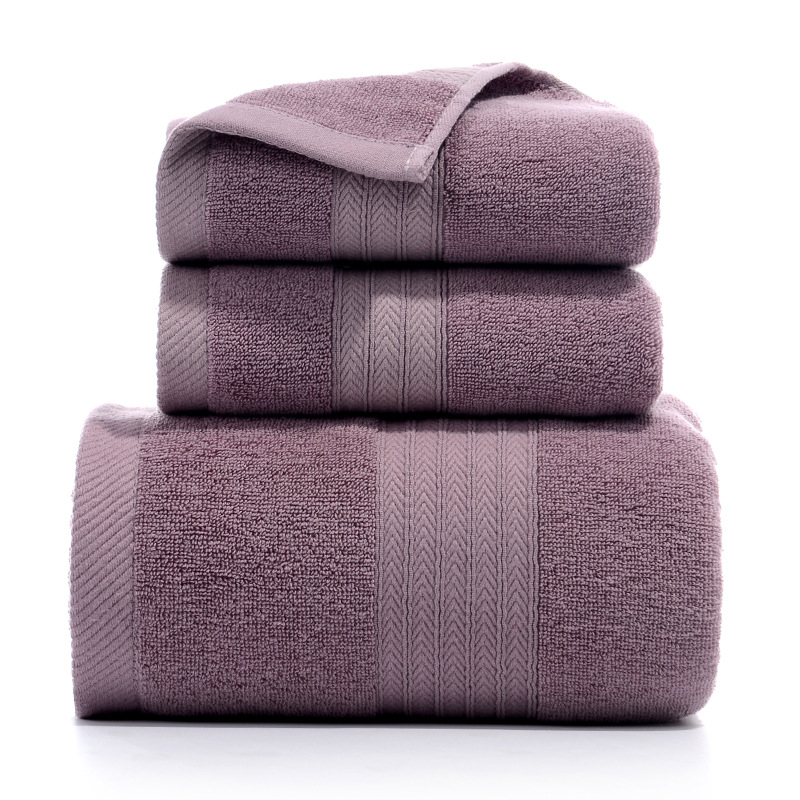 V888-ELOSUNG35211-202506241107-00 Premium Long-Staple Cotton Towel Set - 2 Hand Towels & 1 Bath Towel Gift Bundle(purple) - Image 1