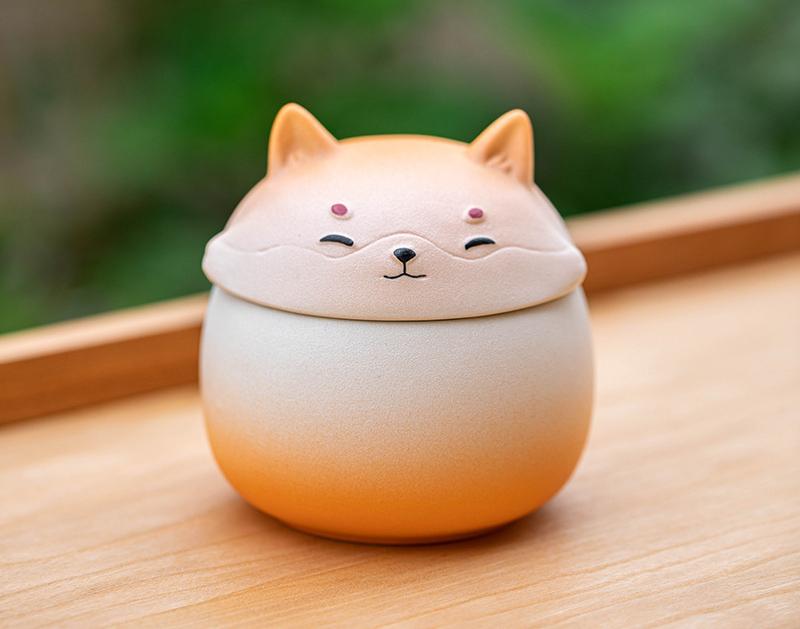 V888-ELOSUNG35229-202506241112-00 Artisan Ceramic Sealed Storage Jar with Animal Design - Airtight Tea Preservation & Decorative Accent(Gradient Orange) - Image 1