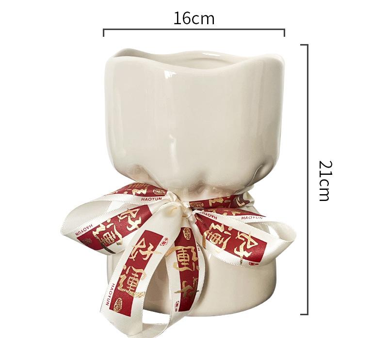 V888-ELOSUNG35251-202506241123-00 Artisan Handcrafted Ceramic Vase - Minimalist Home Decor with Stable Base(white) - Image 1