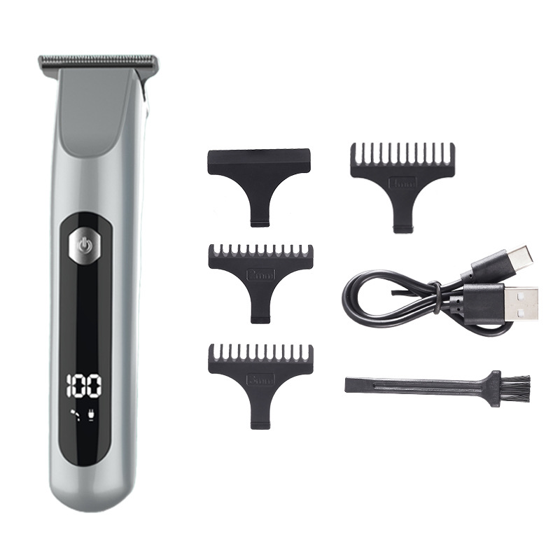 V888-ELOSUNG35318-202506251015-00 Professional Steel Hair Clipper - Low Noise Motor with 3 Guard Combs & Type-C Charging(silver) - Image 1