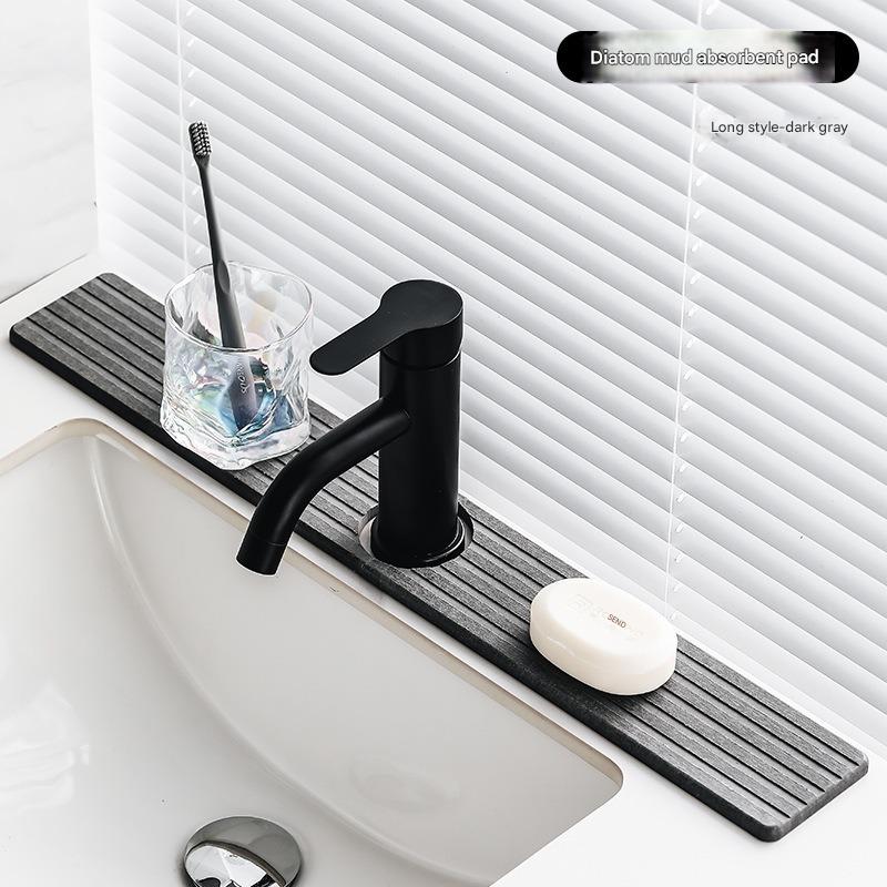 V888-ELOSUNG35396-202506301102-00 Diatom Mud Faucet Splash Guard & Absorbent Mat - Quick Dry, Non-Slip Sink Organizer(dark grey) - Image 1