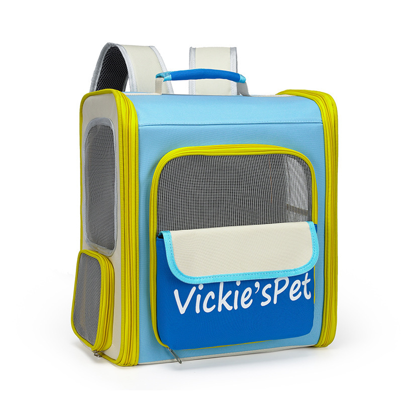 V888-ELOSUNG35419-202506301026-00 Breathable Pet Carrier Backpack - Large Capacity, Multiple Windows, Oxford Cloth(blue) - Image 1