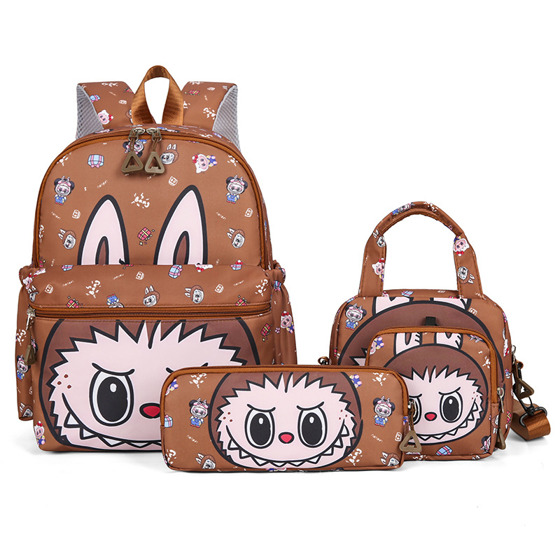V888-ELOSUNG35531-202507021035-00 Kids Cartoon Character 3-Piece Backpack Set - Lightweight School Bag with Lunch Bag & Pencil Case(Light brown) - Image 1