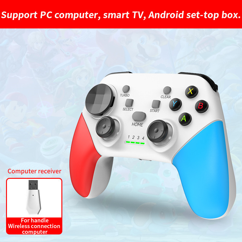 V888-ELOSUNG35537-202507021036-00 Multi-Platform Wireless Gaming Controller with Dual Motor Vibration, Turbo & Phone Holder(White, red and blue) - Image 1