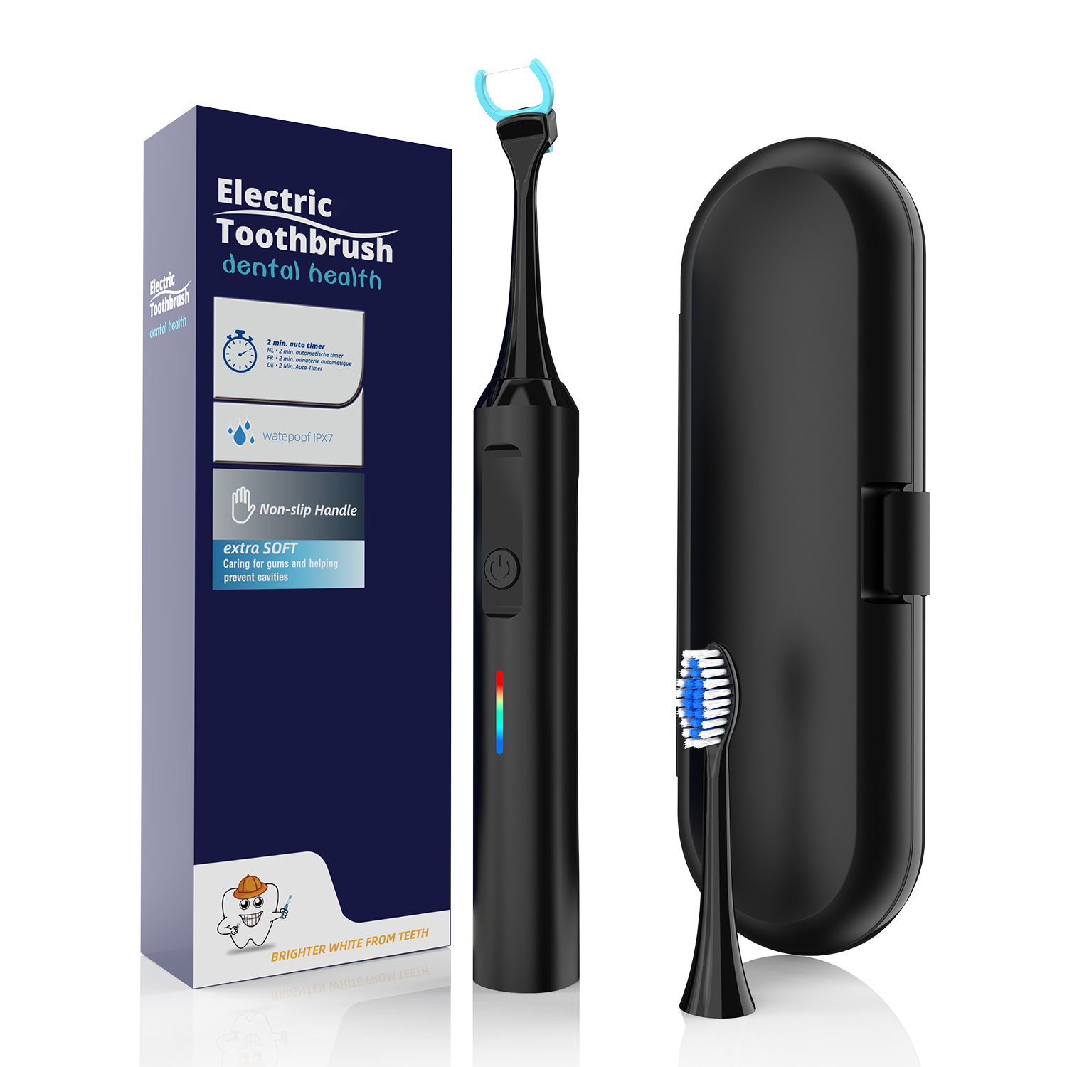 V888-ELOSUNG35582-202507041036-00 2-in-1 Sonic Electric Toothbrush & Power Flosser Kit - 3 Modes, 31000VPM, IPX7 Waterproof, with Travel Case(black+50pcs dental floss replacement heads) - Image 1