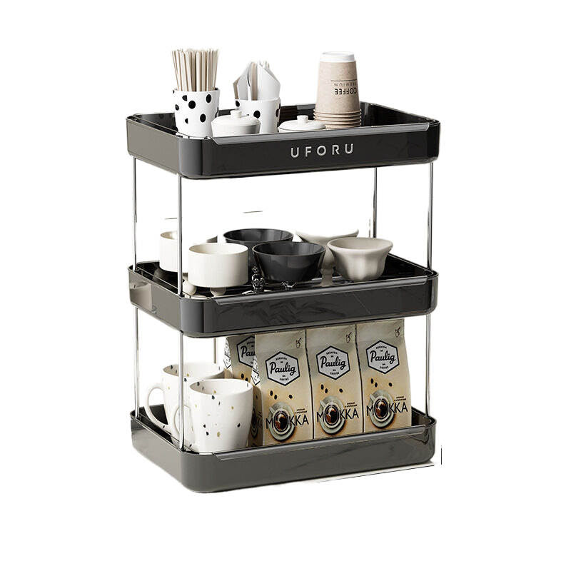 V888-ELOSUNG542-202044-00 Household three-layer storage rack with drain tray, black - Image 1