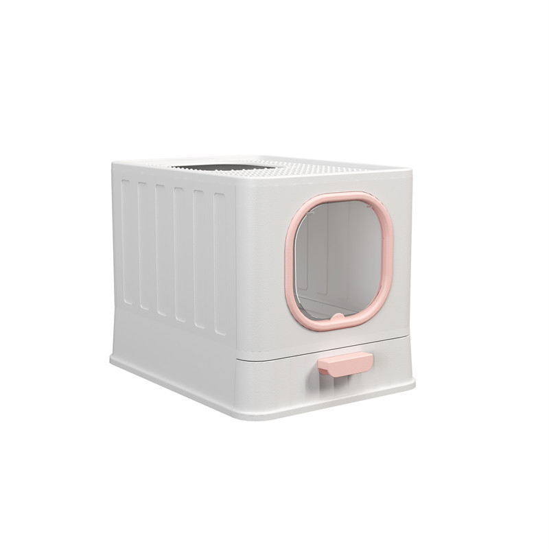 V888-ELOSUNG940-201959-00 Plastic folding fully enclosed cat litter box pink 38 * 51 * 39CM - Image 1