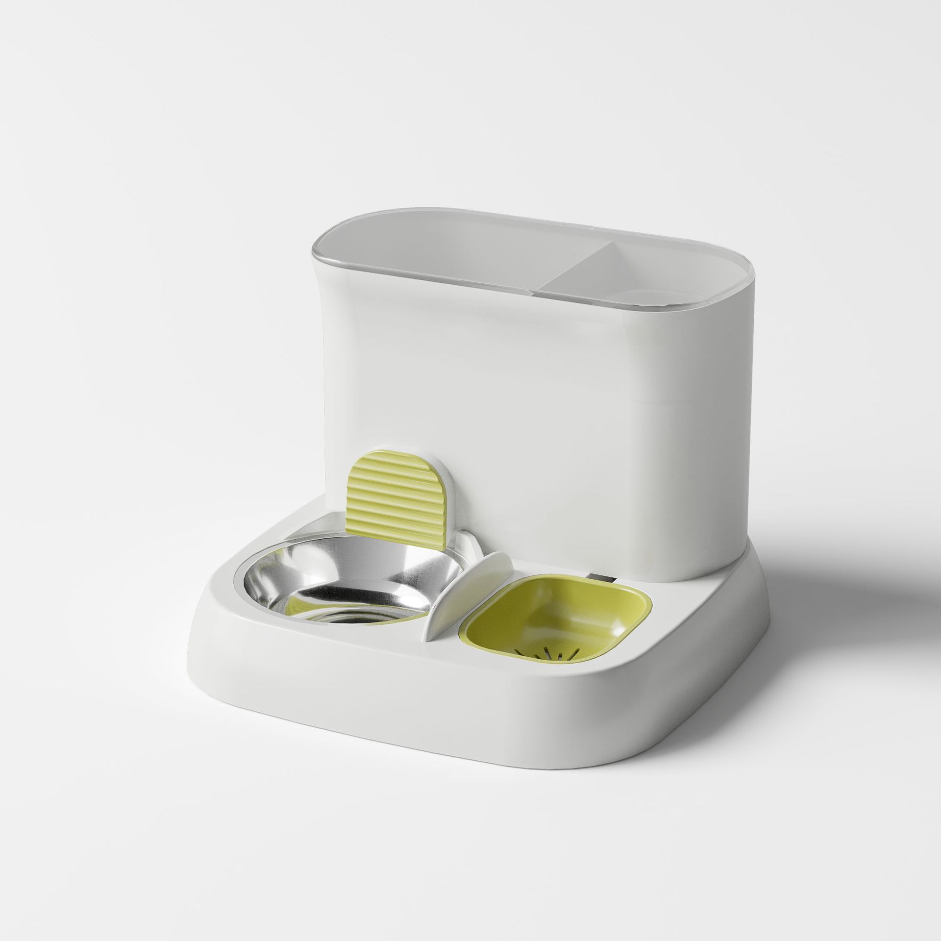 V888-ELOSUNG965-201957-00 Pet automatic feeding water dispenser stainless steel bowl green 28.5 * 28.5 * 25CM - Image 1