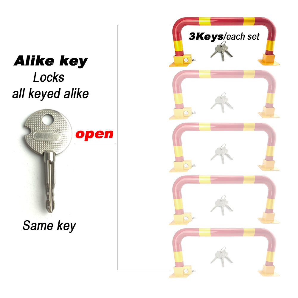 V891-CAR-PBTNALIKE-X1-197684-00 Arch Parking Barrier Fold Down Vehicle Security Locker Keyed Alike - Image 1